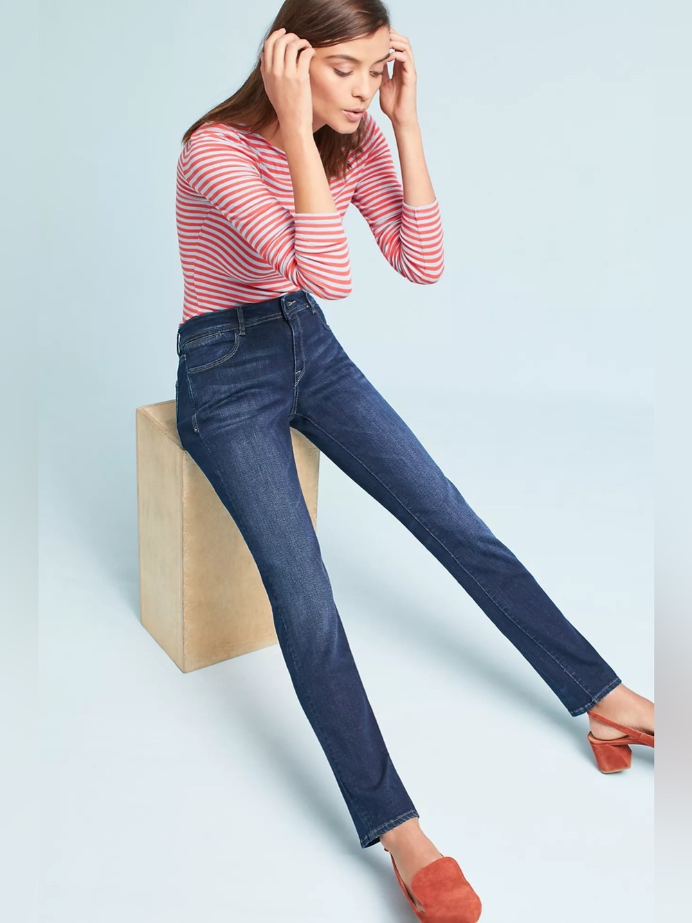 DL1961 Coco Curvy Straight Jeans Anthropologie Mid Rise Capsule Wardrobe Luxury